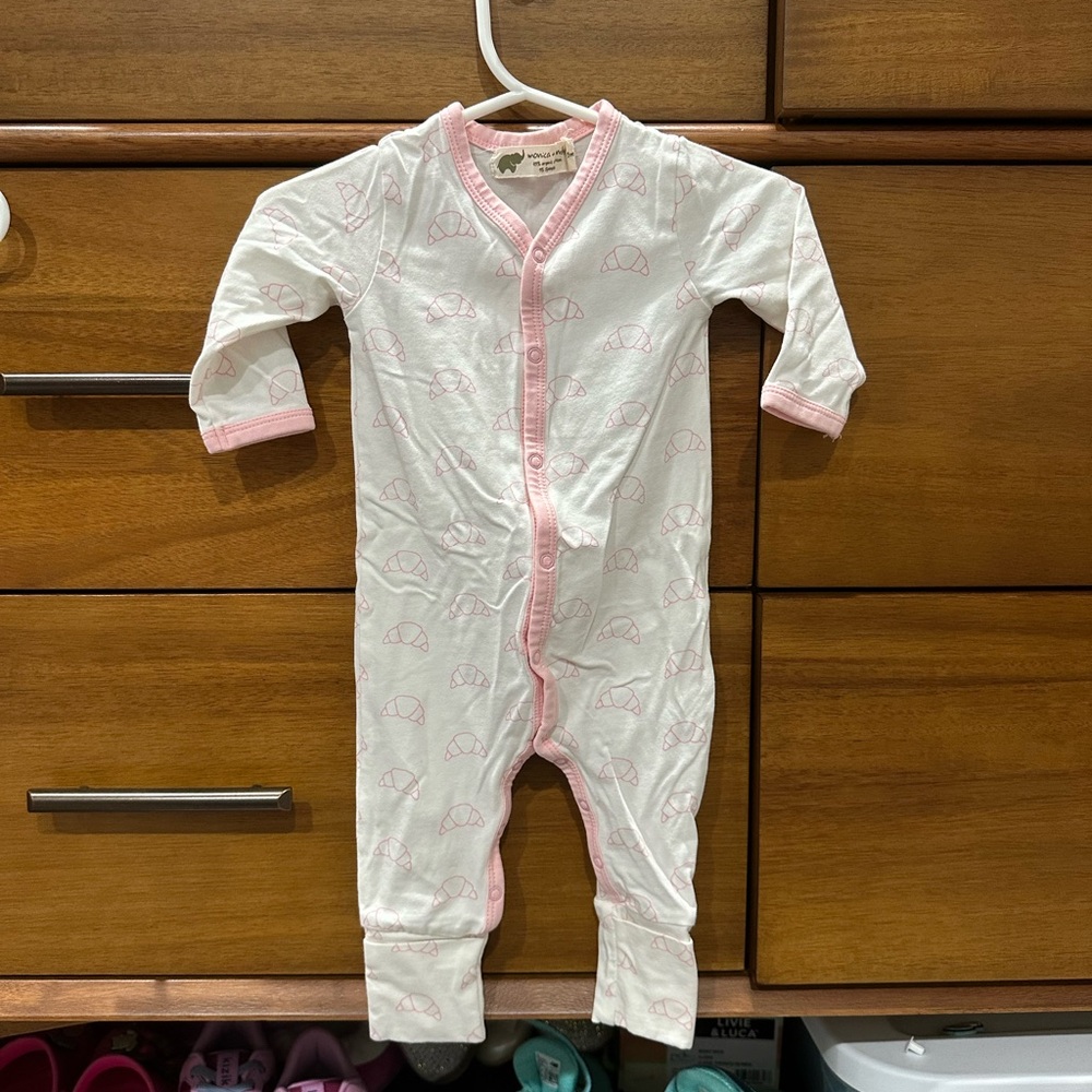 Adorable White and Pink Baby Croissant Footie